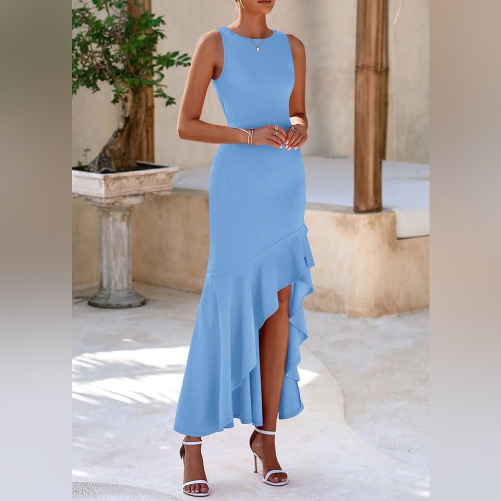 PRETTYGARDEN Wedding Guest 2025 Formal Gala Ruffle Mermaid Cocktail Long Dress
